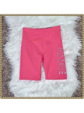 DKNY Sport Pink Rhinestone Logo High Waist Bike Shorts XS